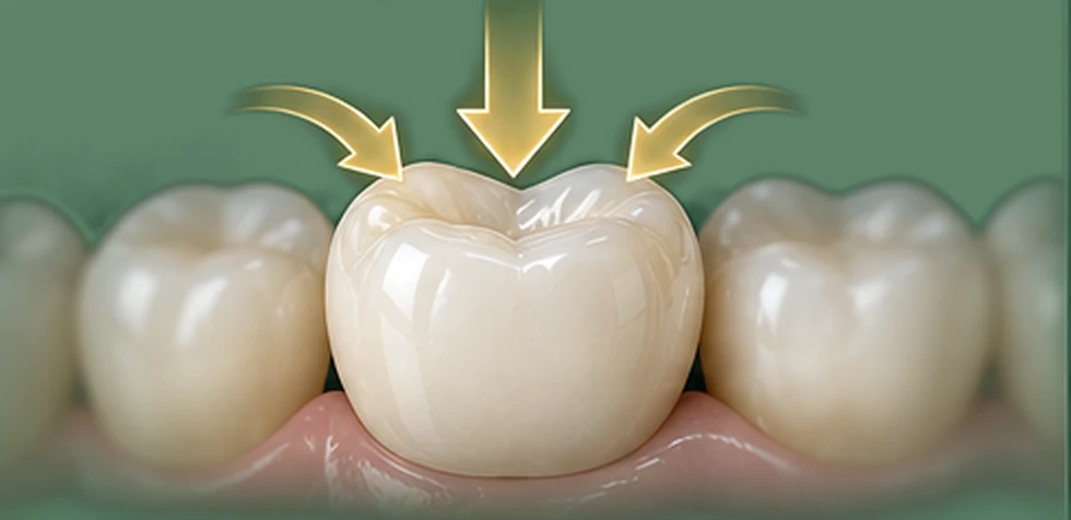 Bite forces arriving on a crowned molar — Smile Spot Dentistry, Venice FL