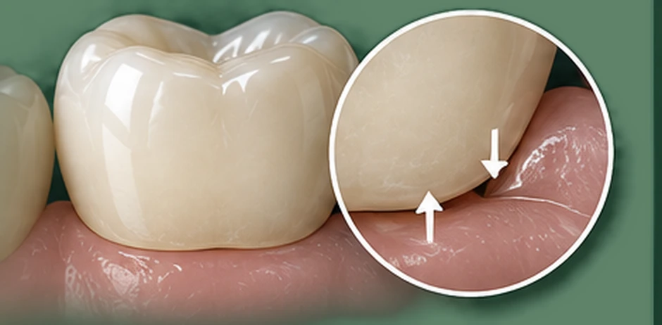 Crown margin at the gumline, close-up — Smile Spot Dentistry, Venice FL