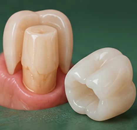 Illustration of a tooth with a crown that has come off