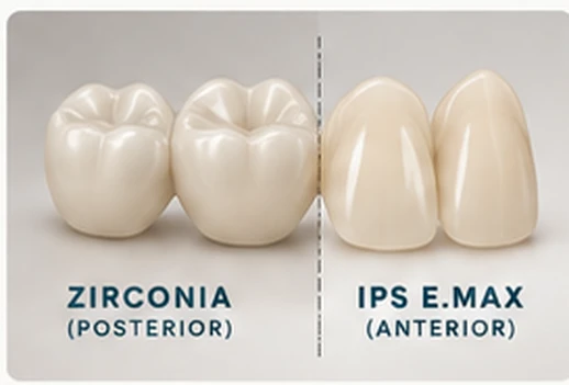 Monolithic zirconia for posterior teeth beside layered IPS E.max for anterior teeth — Smile Spot Dentistry, Venice FL