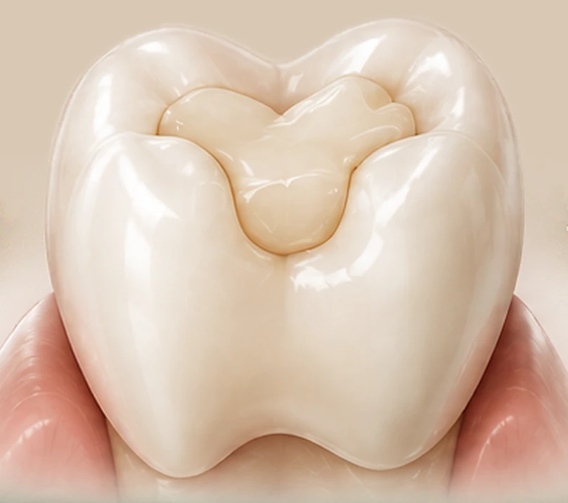 Tooth with a ceramic inlay inside the cusps — Smile Spot Dentistry, Venice FL