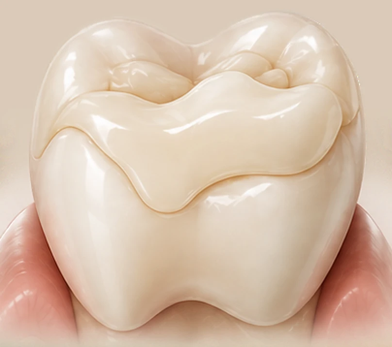 Tooth with a ceramic onlay covering weakened cusps — Smile Spot Dentistry, Venice FL