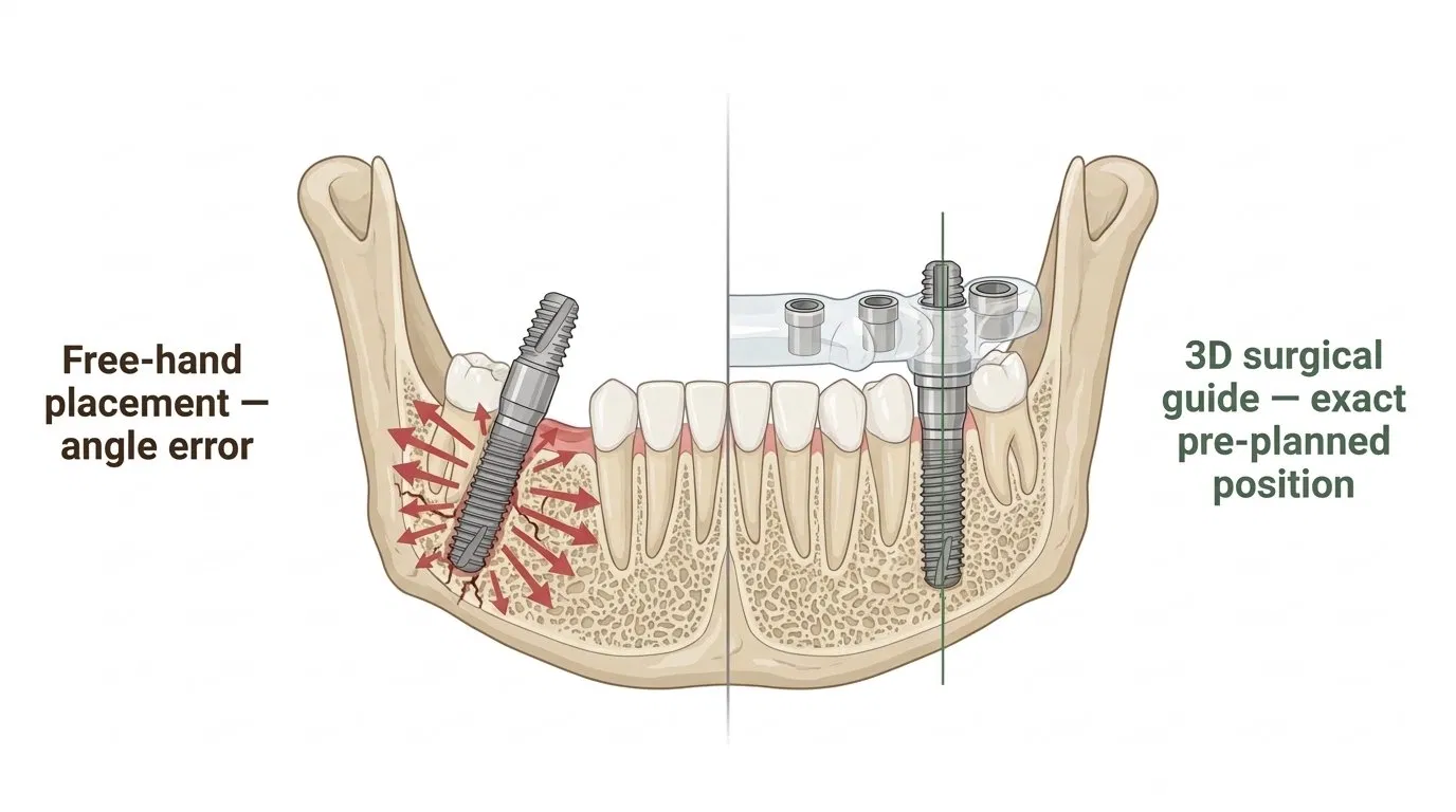 Free-hand implant placement compared with guided placement using a 3D-printed surgical guide — Smile Spot Dentistry, Venice, FL